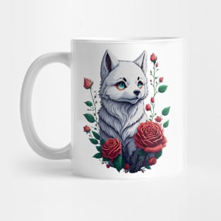 White Foxy Among the Roses Mug